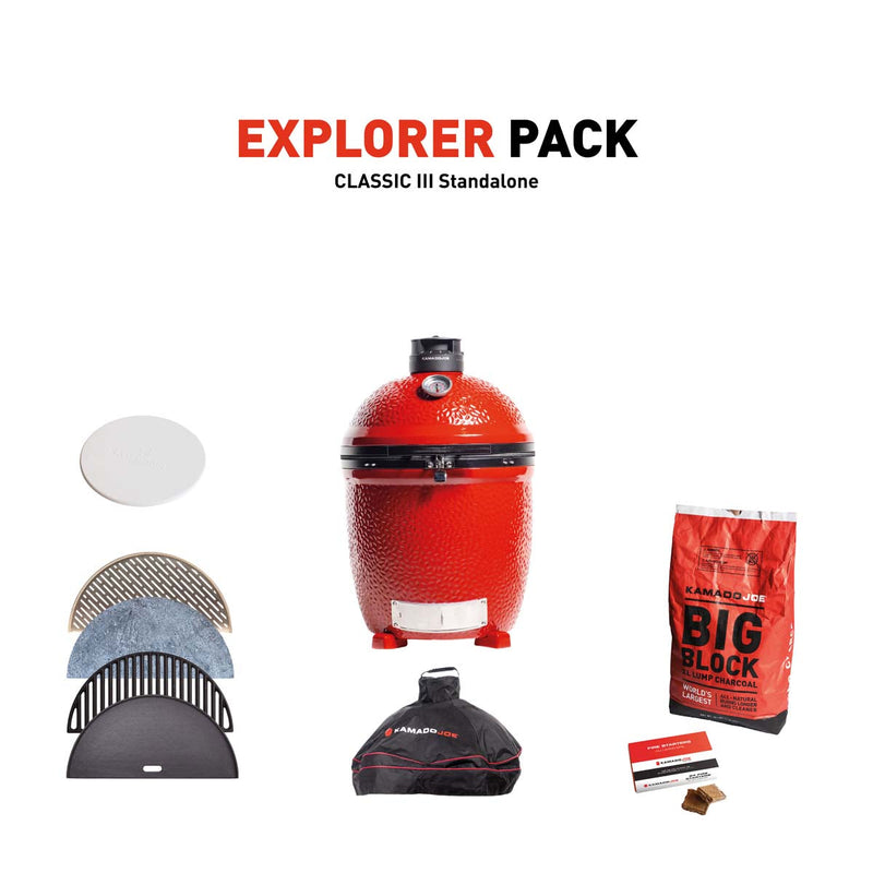 Kamado Joe Classic III Stand Alone Charcoal Grill With Explorer Pack